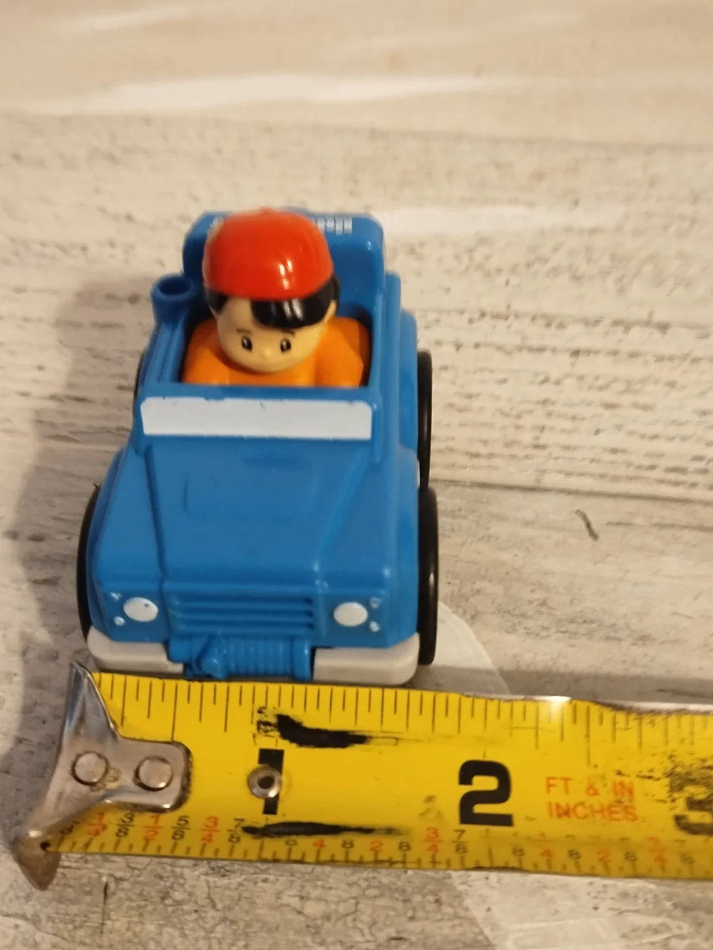 Fisher-Price Little People Wheelies Blue Car Jeep with Boy 2014 Rare